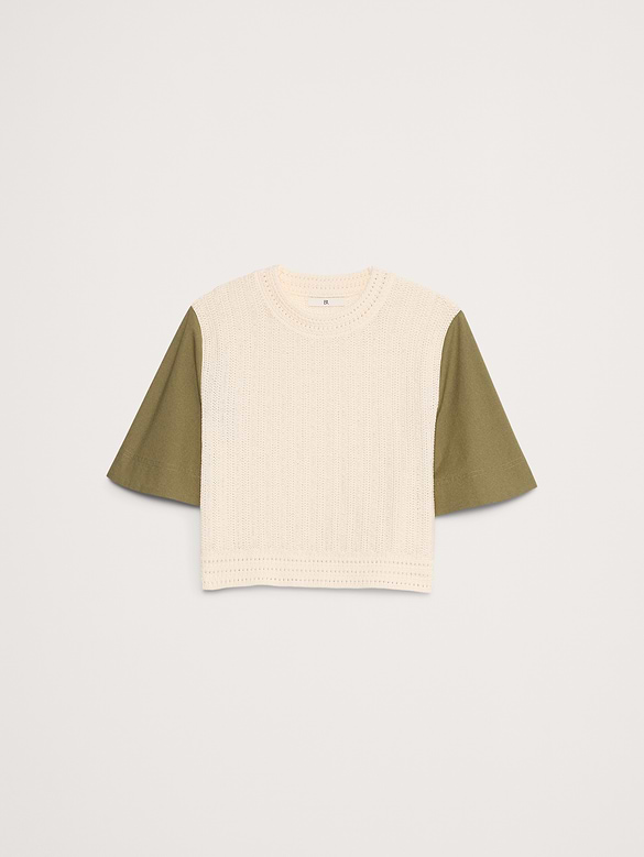 Cotton Mixed-Media Crop Top