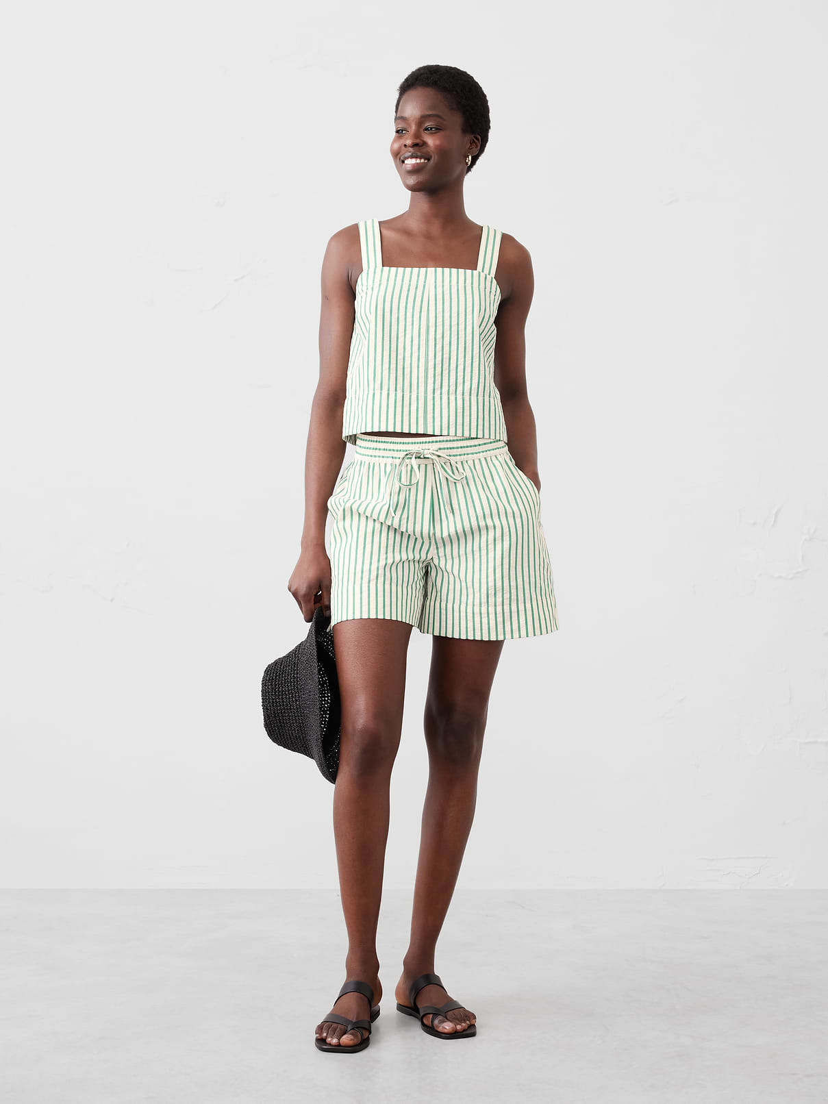 Seersucker Boxy Topstitch Tank | Banana Republic Factory