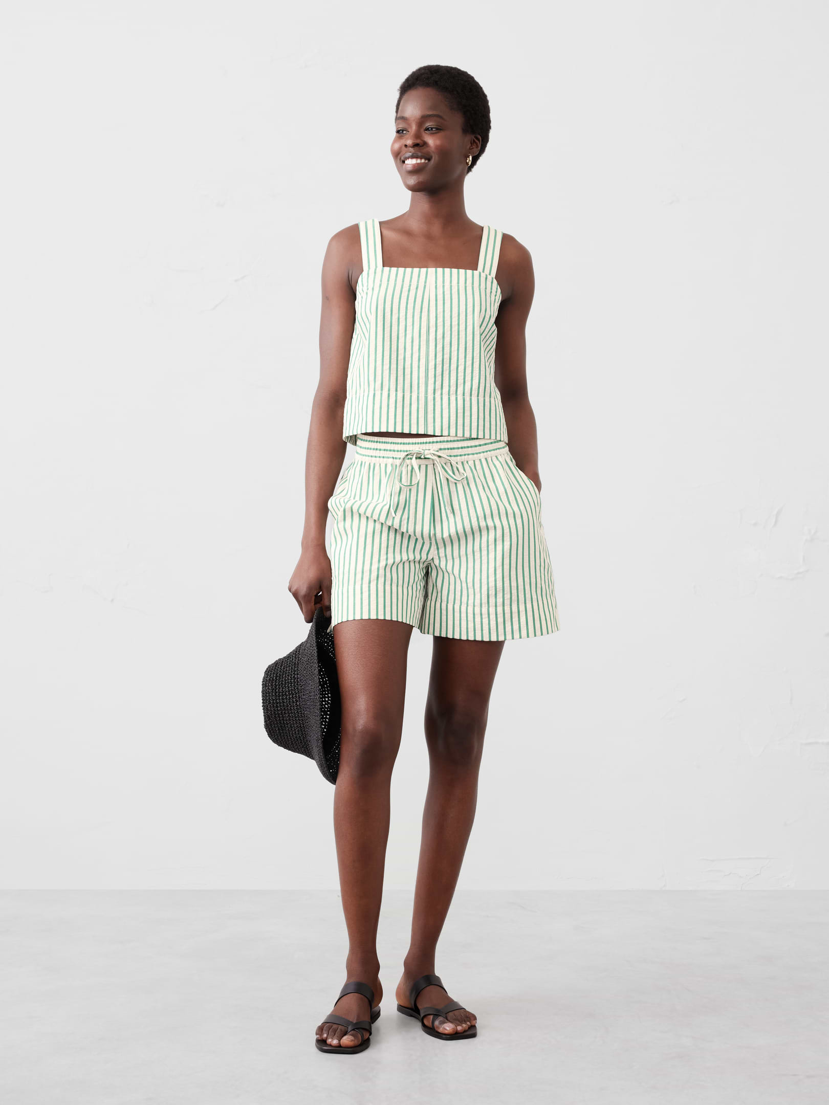Seersucker Boxy Topstitch Tank | Banana Republic Factory