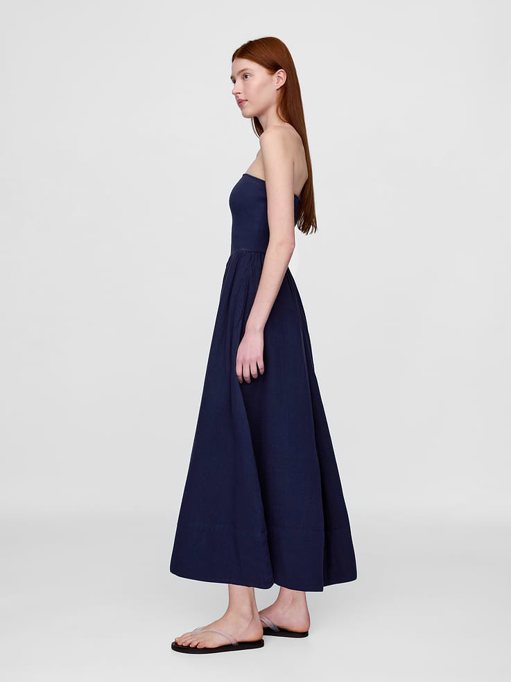 Image 3 of 7, Cotton Gauze Mixed Media Maxi Dress