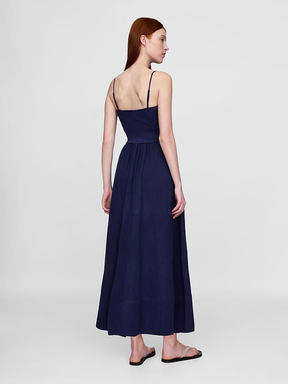 Cotton Gauze Mixed Media Maxi Dress
