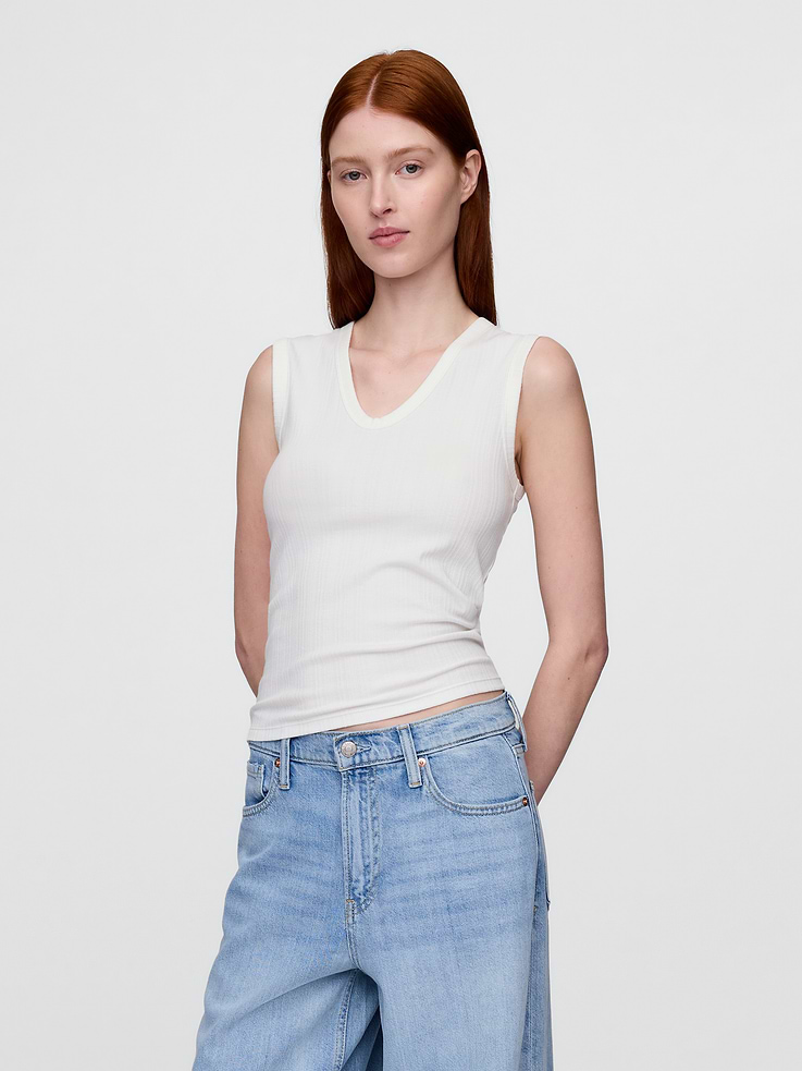 Image number 1 showing, Sheer Modern Rib Tank Top