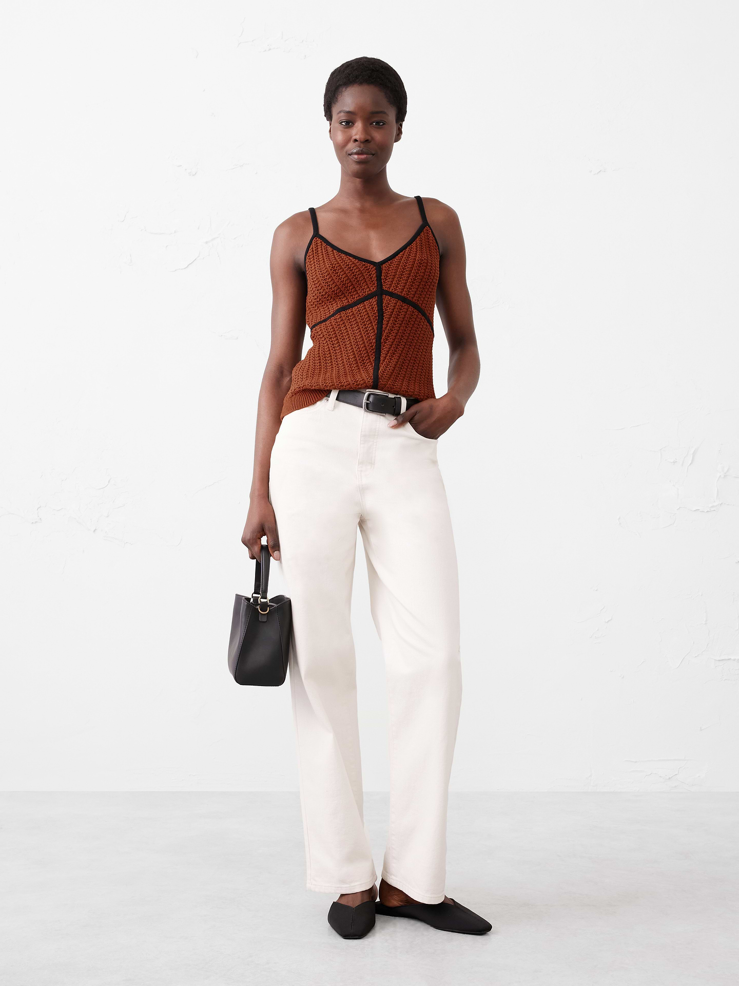 Image number 1 showing, Strappy Patchwork Sweater Tank