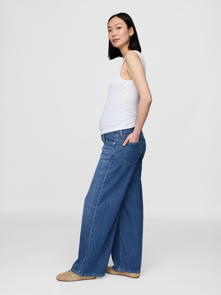 Image number 3 showing, Maternity UltraSoft Full-Panel Baggy Jeans