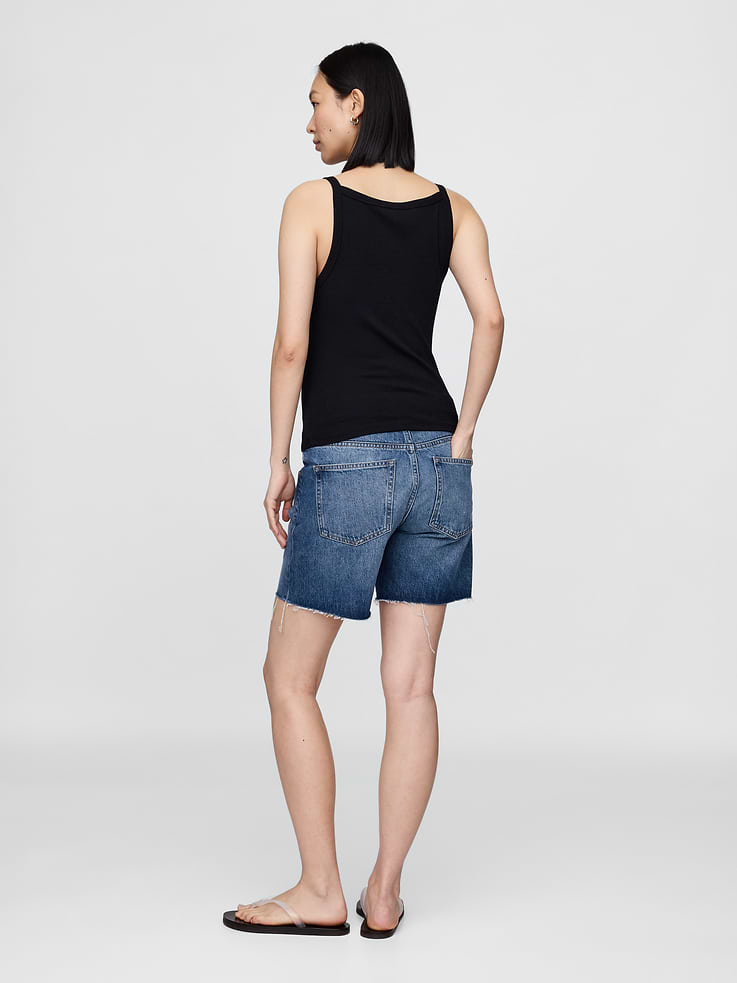 Image number 2 showing, 7" Maternity Full Panel Denim Bermuda Shorts