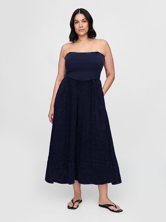 Cotton Gauze Mixed Media Maxi Dress