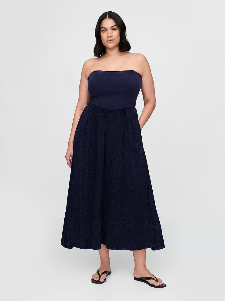 Image 5 of 7, Cotton Gauze Mixed Media Maxi Dress