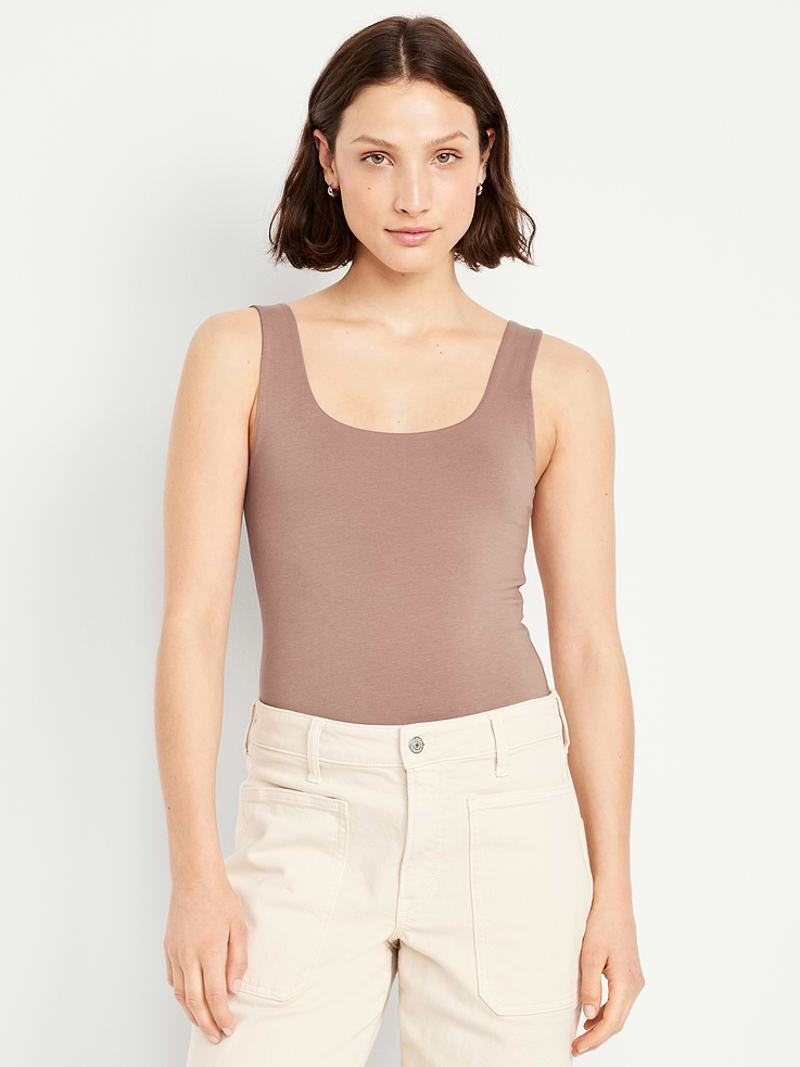 Image number 1 showing, Hug Double-Layer Scoop-Neck Tank Top