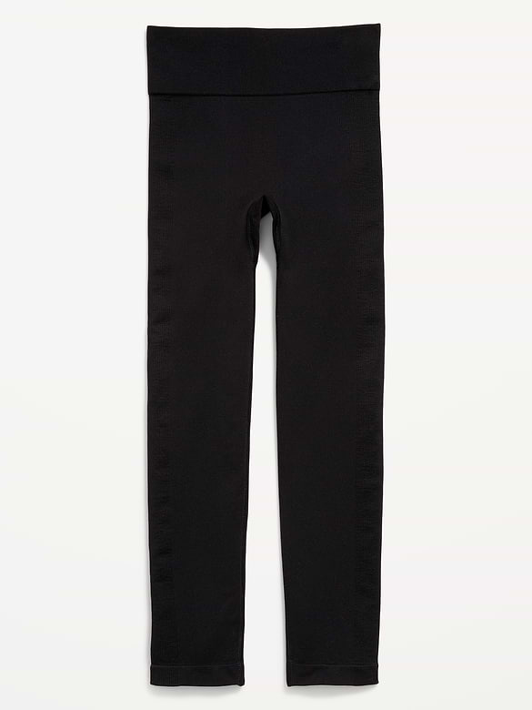 Fitted High-Waisted 7/8-Length Seamless Performance Leggings for Girls