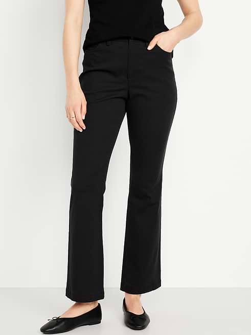 boot cut dress pants for women LANI FLARED PANT | RICE | 19 (size S) Navy Inseam Old Navy Women's High-Waisted Uniform