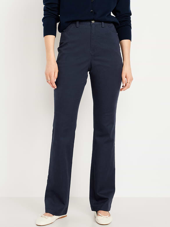 High-Waisted Uniform Boot-Cut Pants