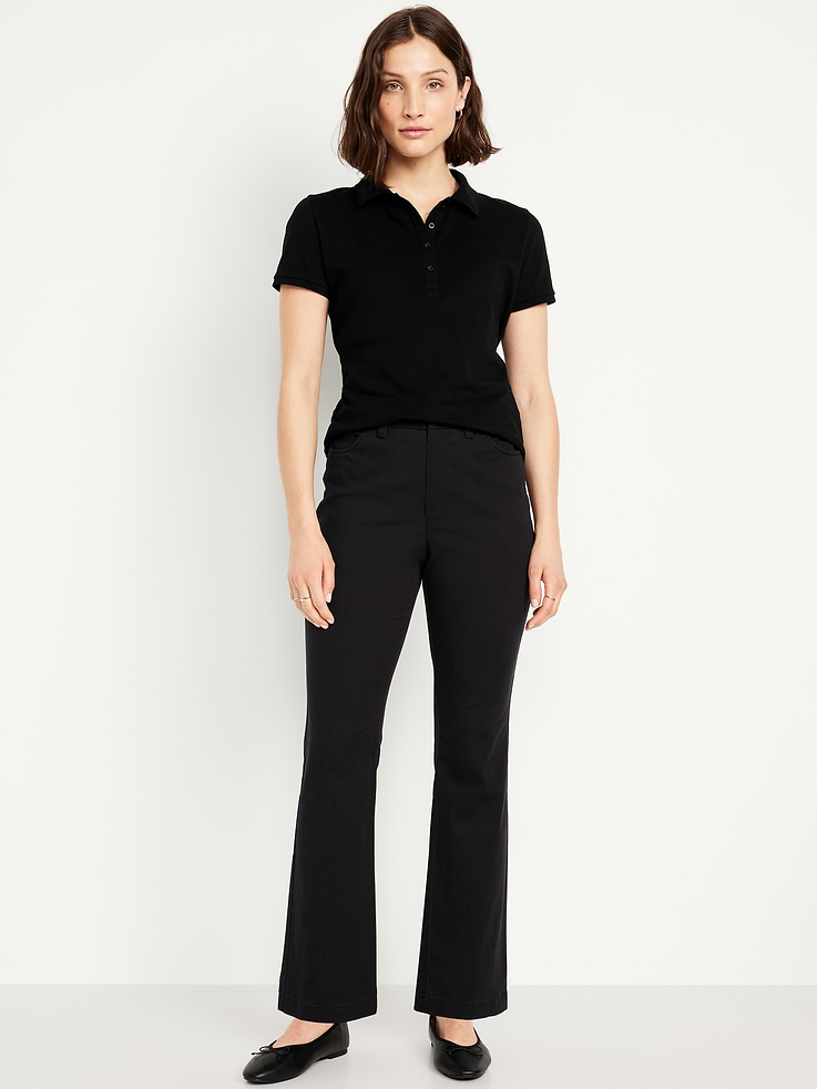 Image number 1 showing, High-Waisted Uniform Boot-Cut Pants