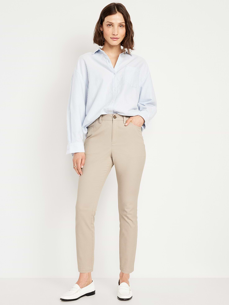 Image number 1 showing, High-Waisted Uniform Skinny Pants