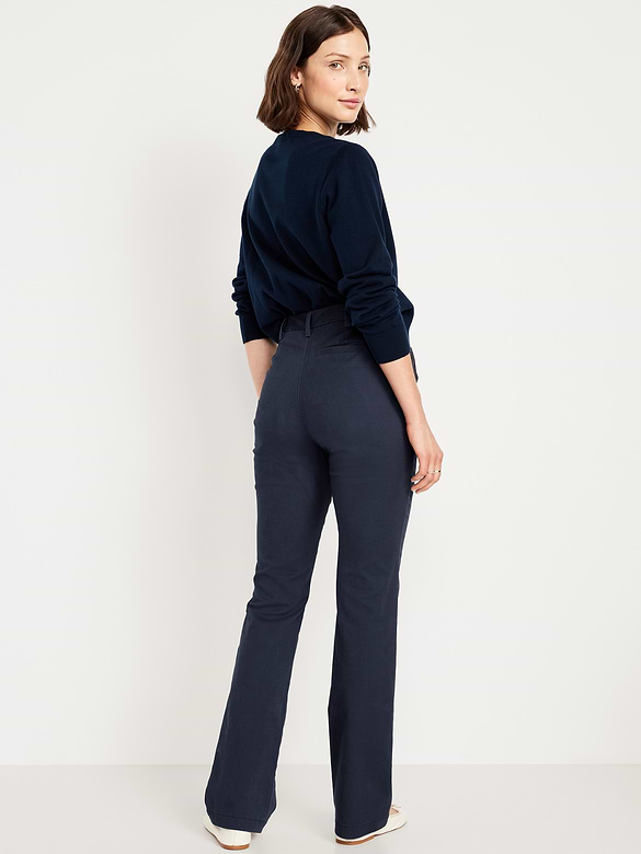 High-Waisted Uniform Boot-Cut Pants