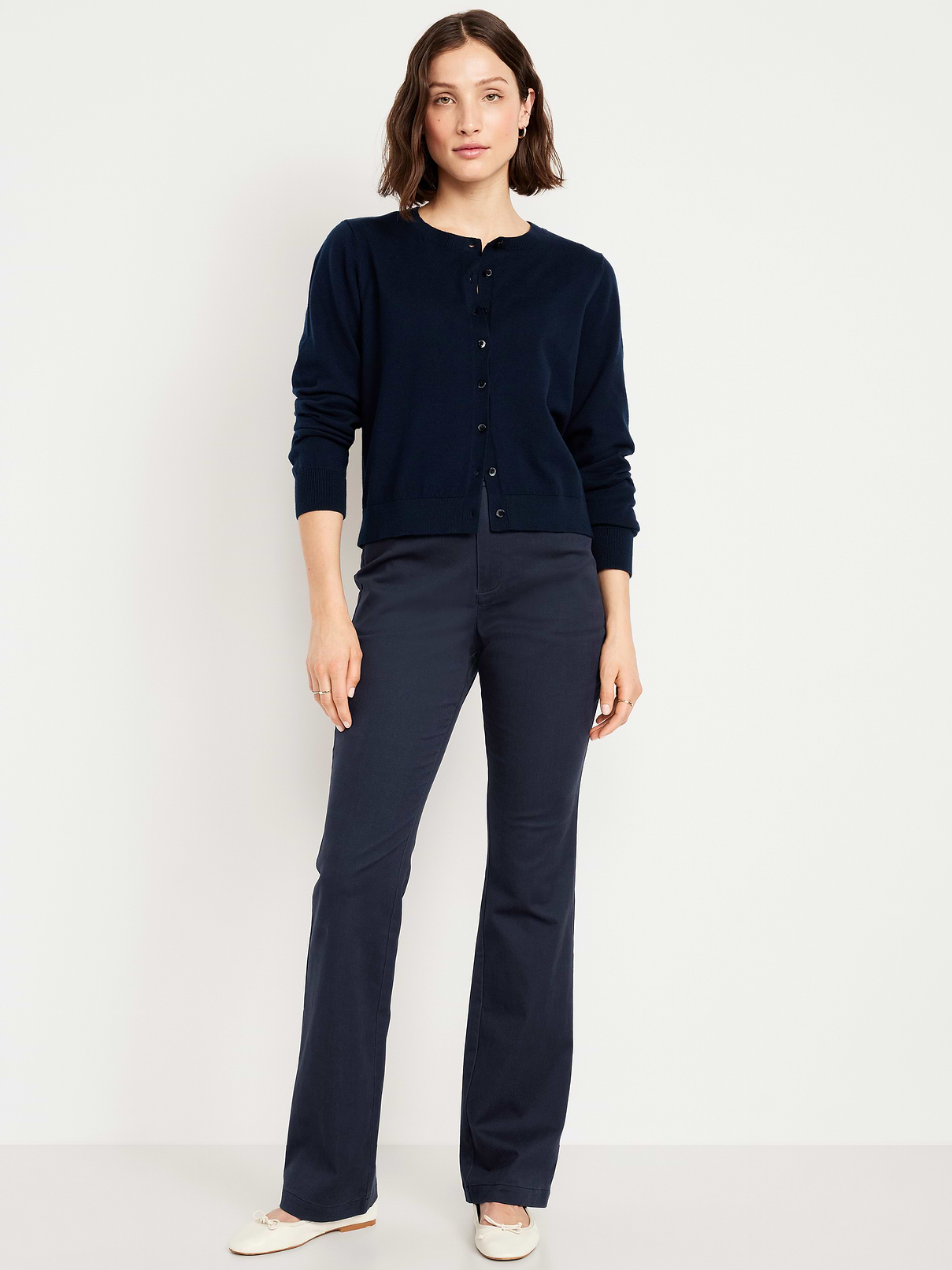 High-Waisted Uniform Boot-Cut Pants