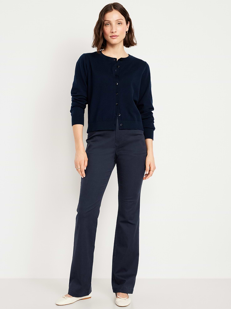 Image number 1 showing, High-Waisted Uniform Boot-Cut Pants