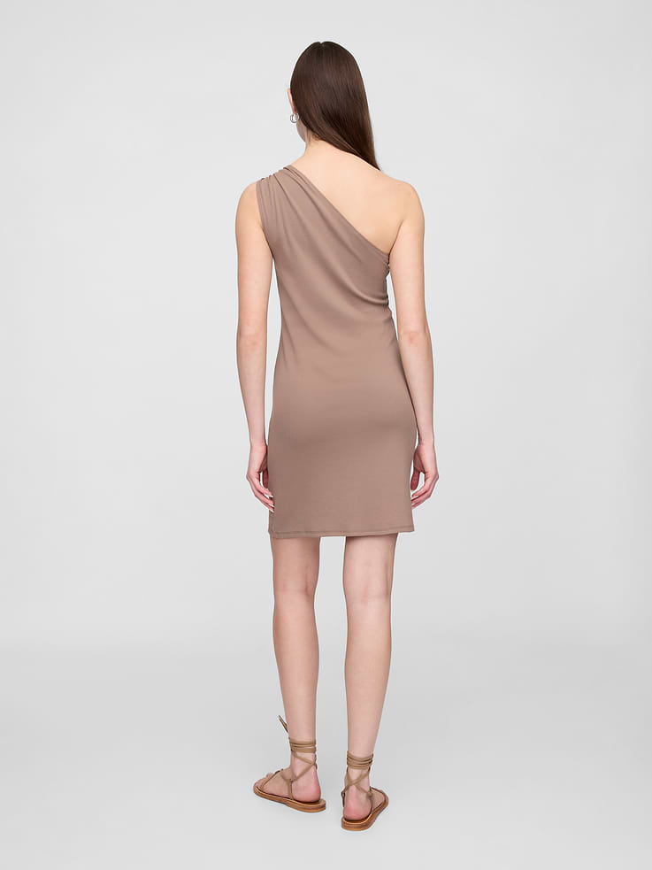 Image 2 of 6, Ribbed One-Shoulder Mini Dress