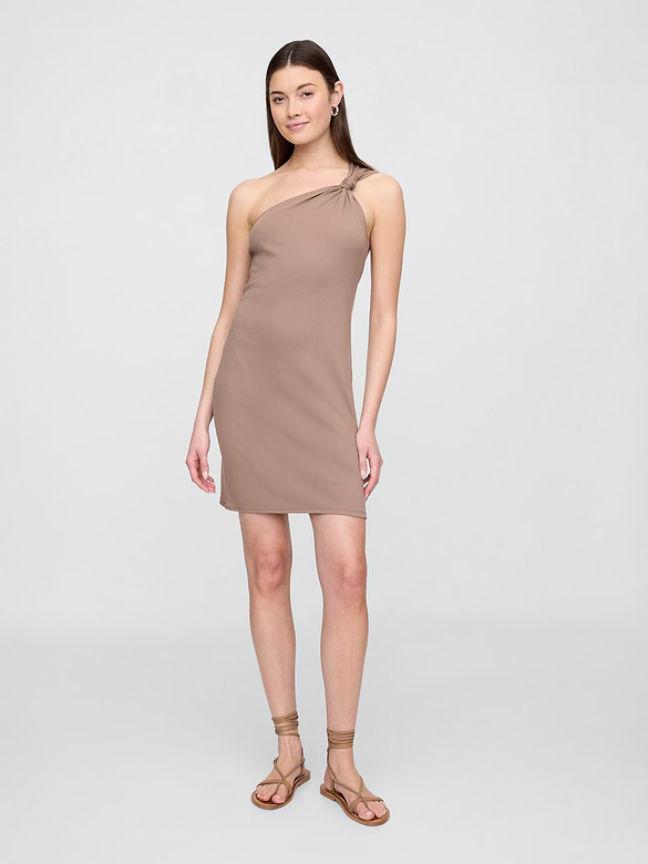 Ribbed One-Shoulder Mini Dress