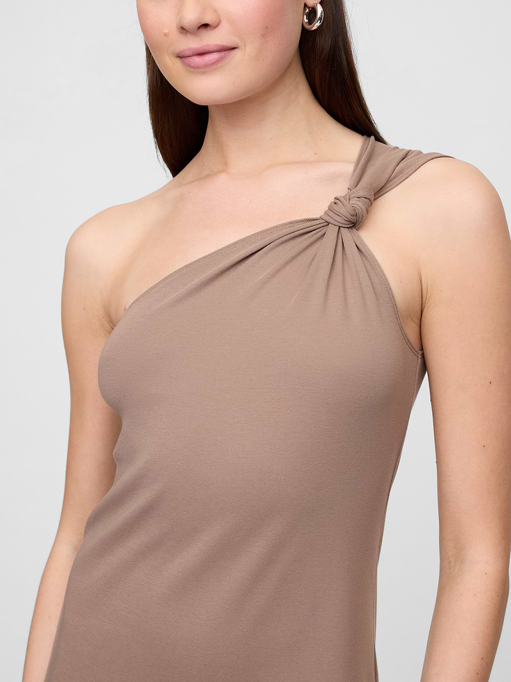 Image 3 of 6, Ribbed One-Shoulder Mini Dress