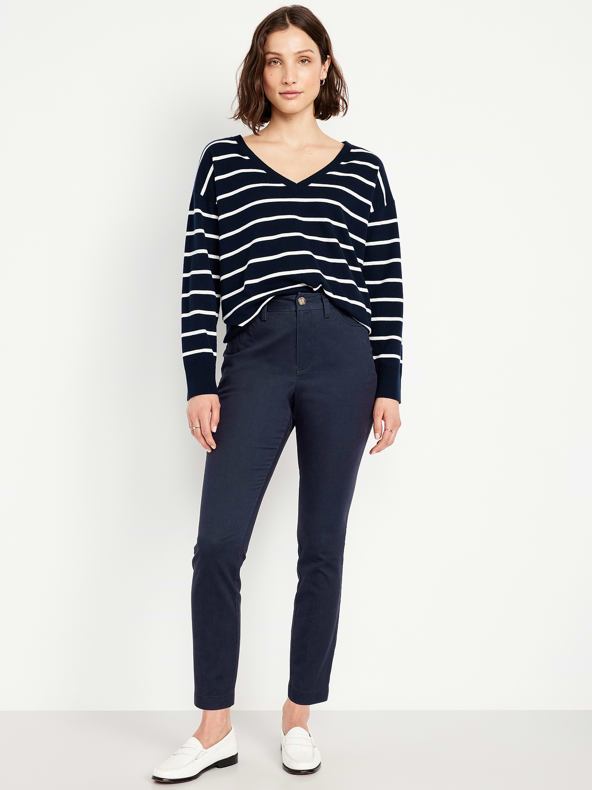 High-Waisted Uniform Skinny Pants - Navy Captain by Old Navy