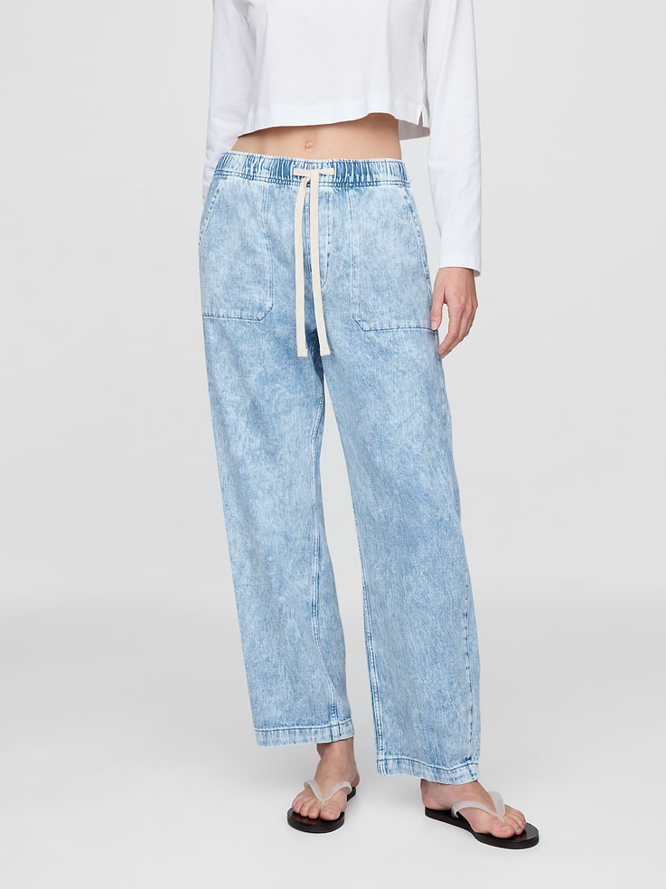 L'image numéro 2 présente Jean coupe baril à taille haute