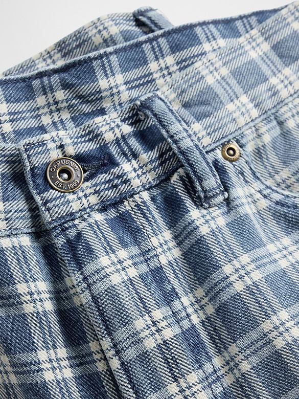 '90s Loose Denim Plaid Shorts