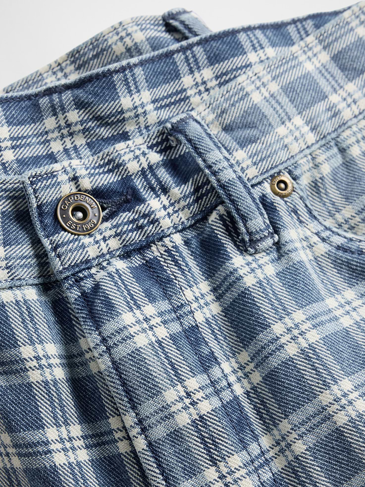 Image number 5 showing, '90s Loose Denim Plaid Shorts