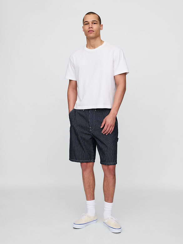 '90s Loose Denim Stripe Carpenter Shorts