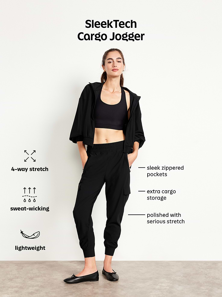 Image number 8 showing, High-Waisted SleekTech Cargo Joggers