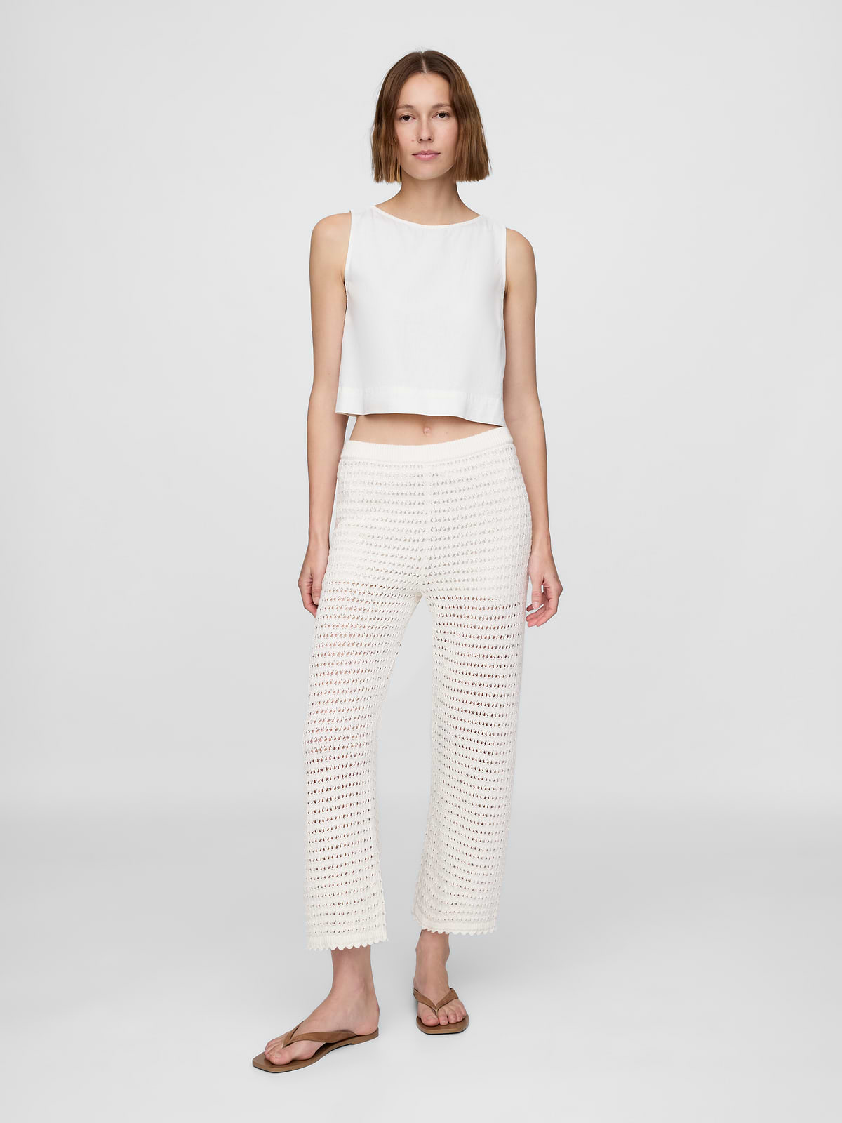 100% Cotton Crochet Ankle Pants