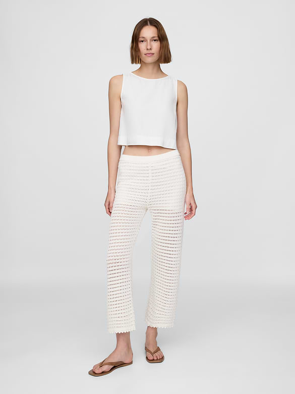 100% Cotton Crochet Ankle Pants