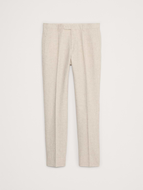 Pantalon de complet en coton et lin à motif de chevrons