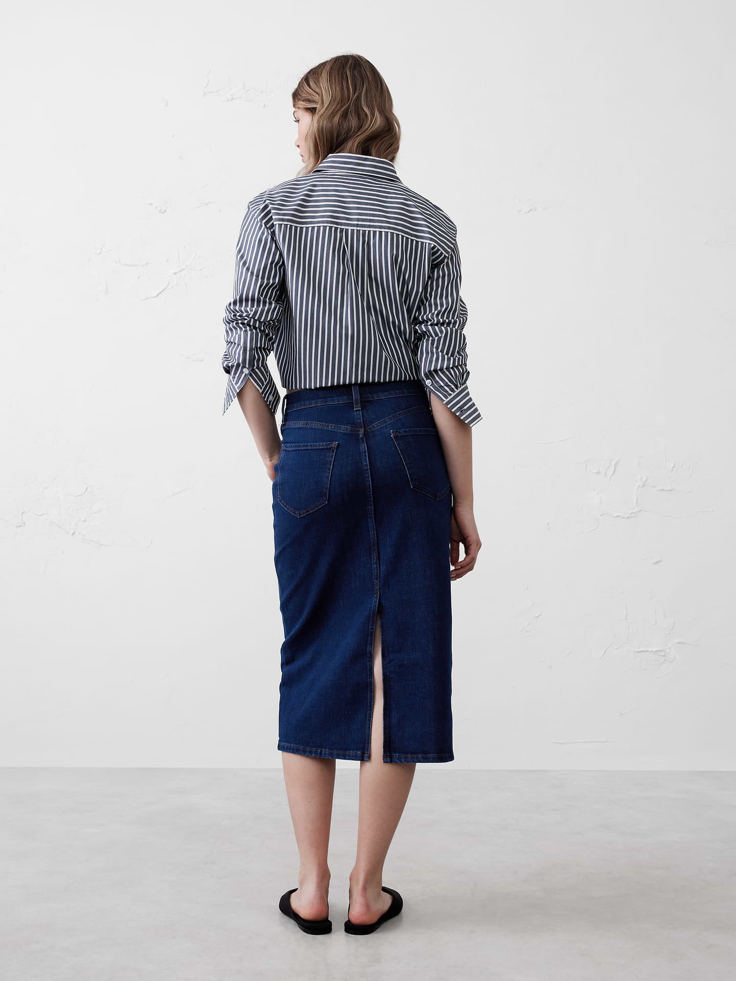 Image number 2 showing, Denim Midi Pencil Skirt