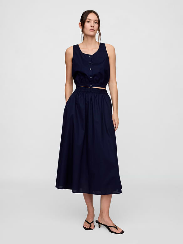 Poplin Midi Skirt