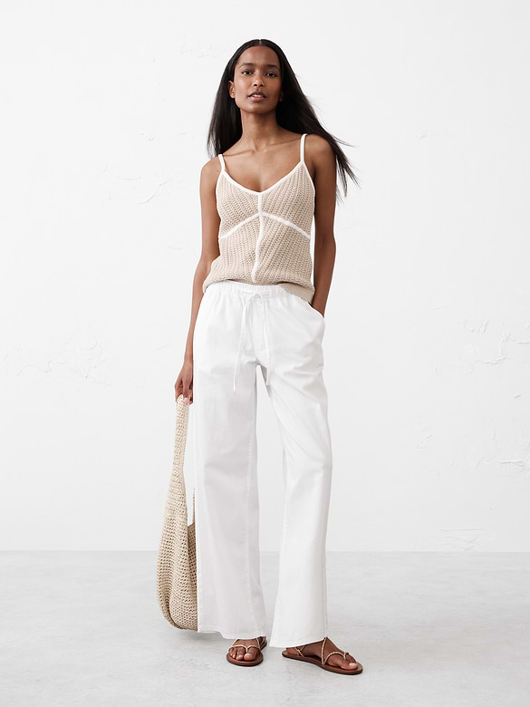 Wide-Leg Mid-Rise Summerweight Pull-On Jean