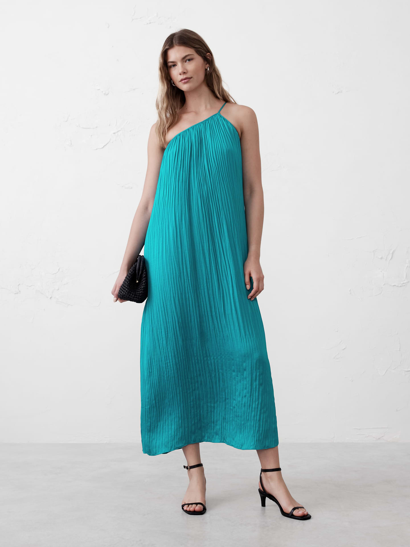 Image 1 of 4, Asymmetrical neckline. Sleeveless., Adjustable spaghetti strap., Flounce hem., Made exclusively for Banana Republic Factory., Product #772810