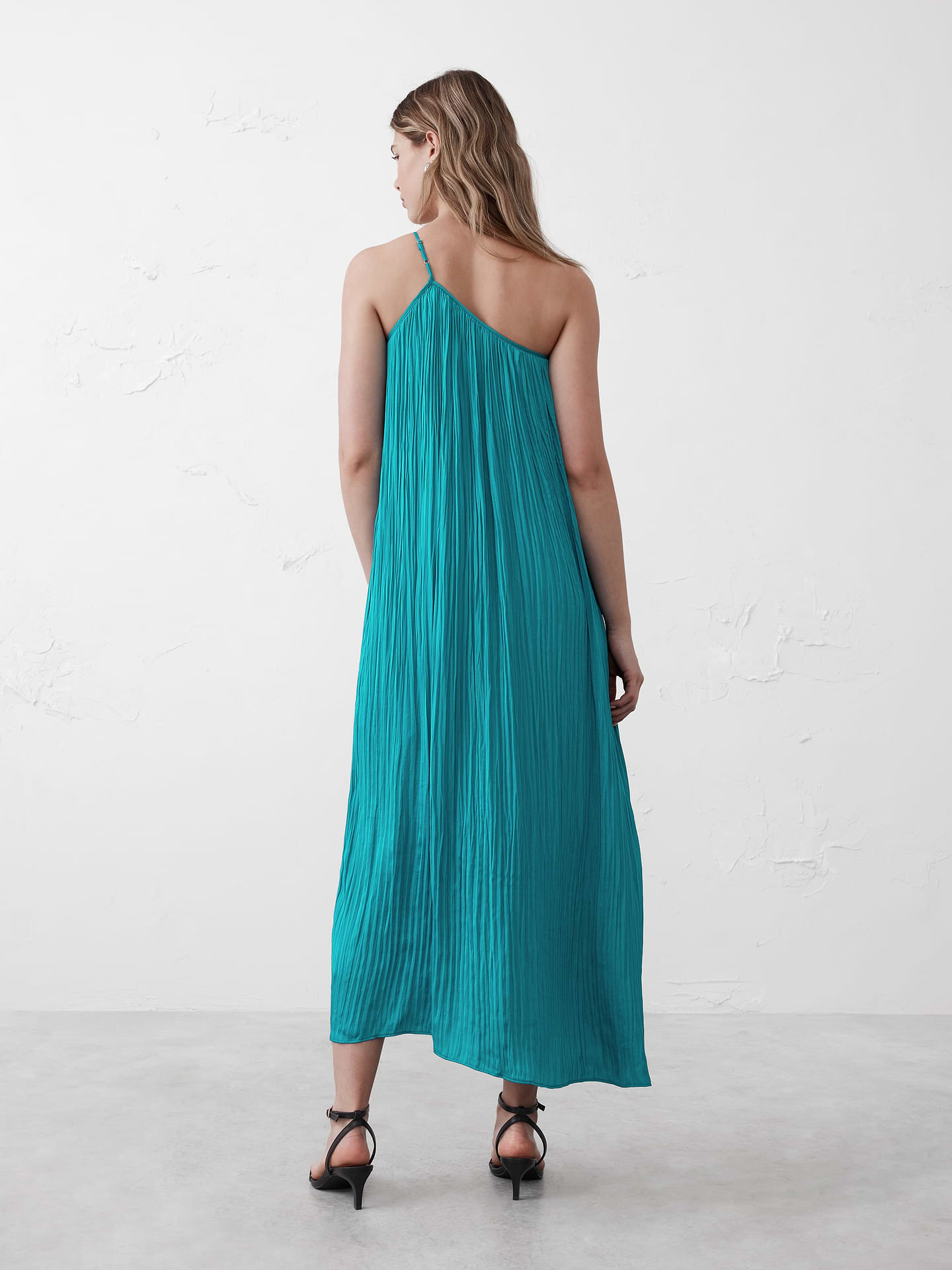 Image 2 of 4, One-Shoulder Pleated Maxi Dress