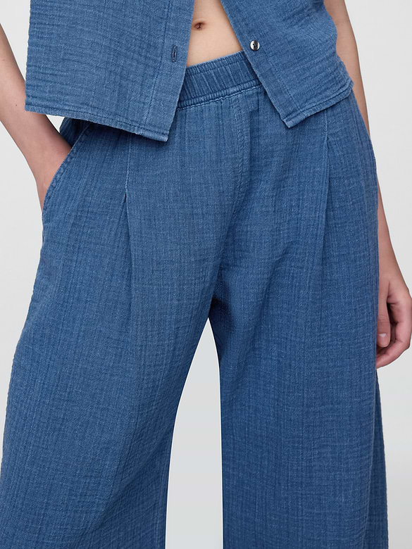 Cotton Gauze Denim Easy Barrel Pants