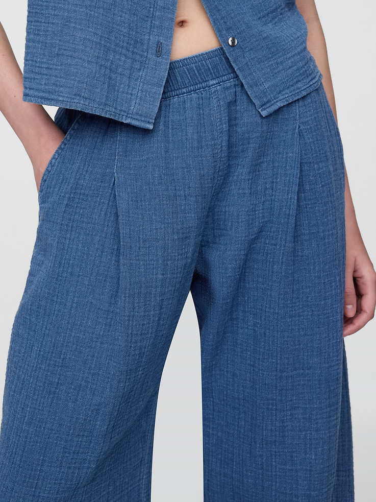 Image number 8 showing, Cotton Gauze Denim Easy Barrel Pants