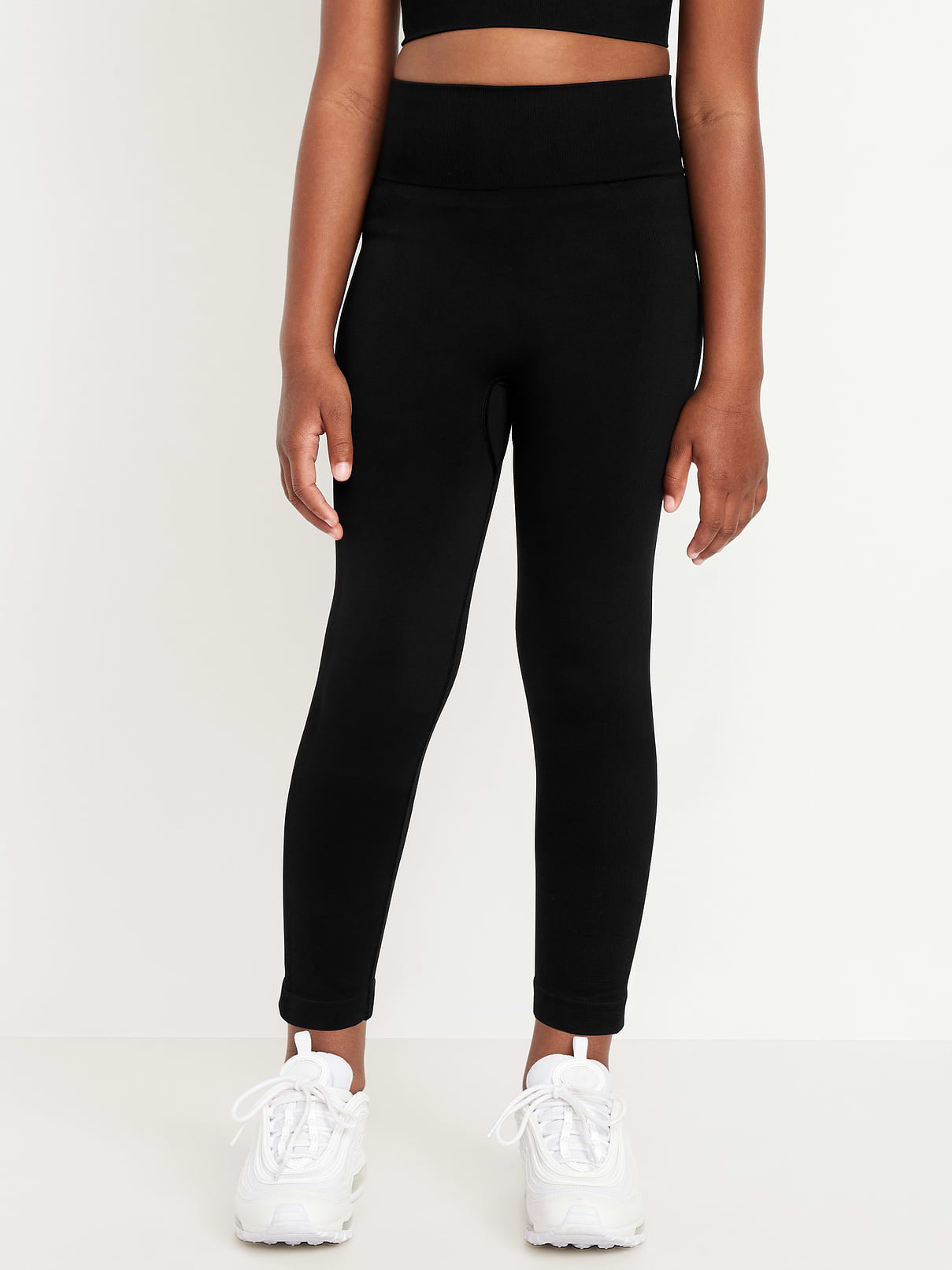 Image number 3 showing, Fitted High-Waisted 7/8-Length Seamless Performance Leggings for Girls