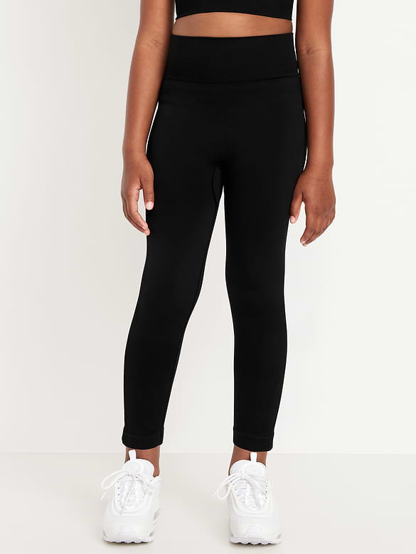 Fitted High-Waisted 7/8-Length Seamless Performance Leggings for Girls