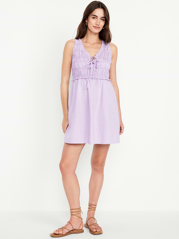 Fit & Flare Smocked Bodice Mini Dress