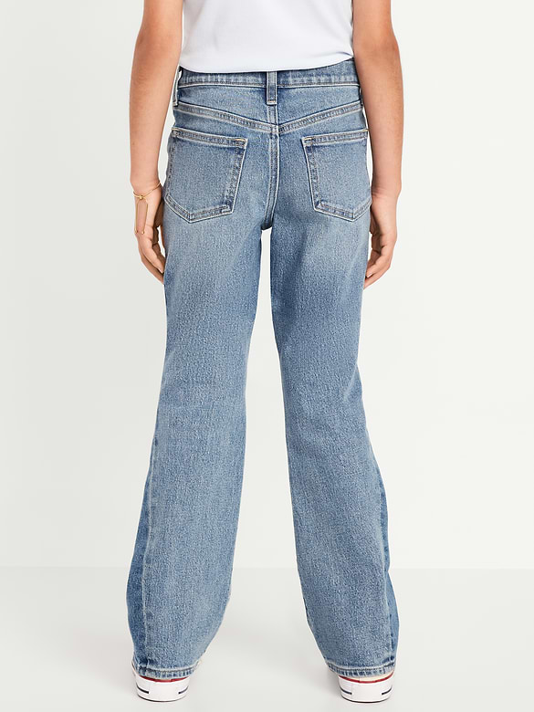 Jean évasé clouté à taille haute pour fille