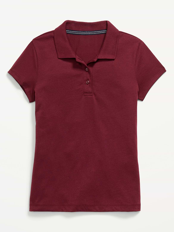 School Uniform Jersey-Knit Polo Shirt for Girls