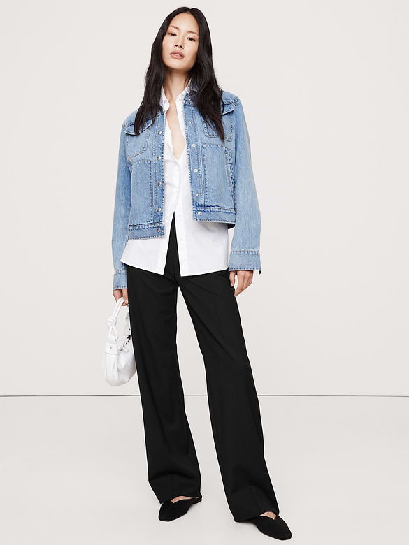 Ultra High-Rise Modern Straight Italian Lightweight Wool Pant