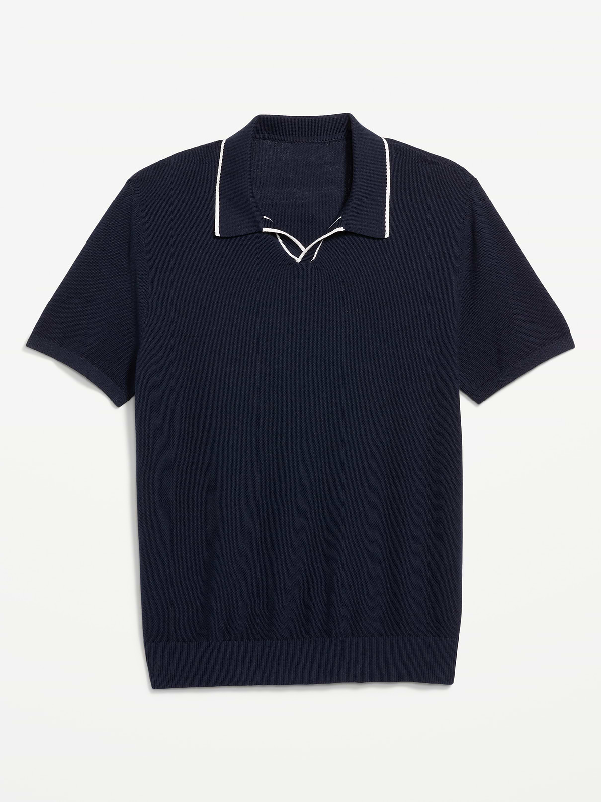 Image 1 of 2, spread v-neck collar, short sleeves, rib-knit trim, pullover style, Product #685897
