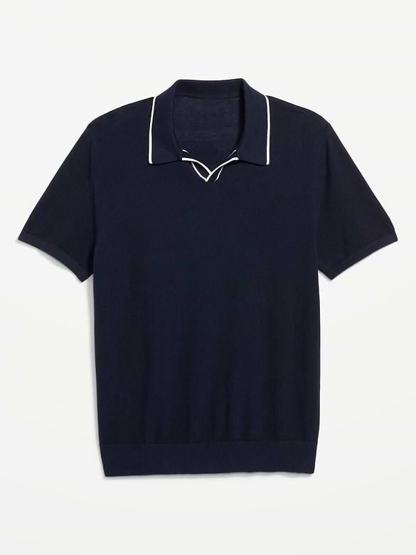 Tipped Collar Polo Sweater