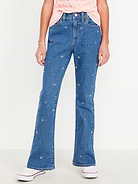 Image number 1 showing, High-Waisted Embroidered Flare-Leg Jeans for Girls