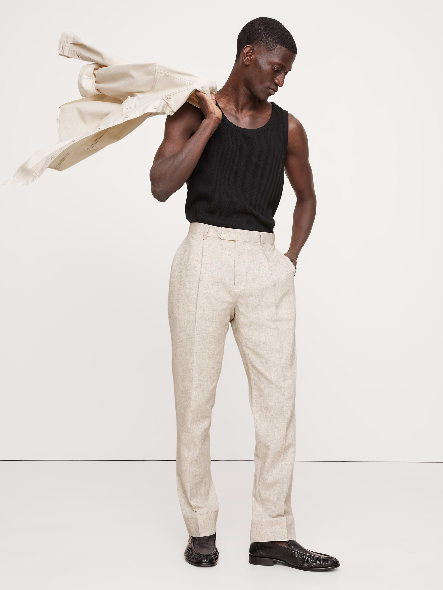 Image number 6 showing, Herringbone Cotton-Linen Slim Suit Pant