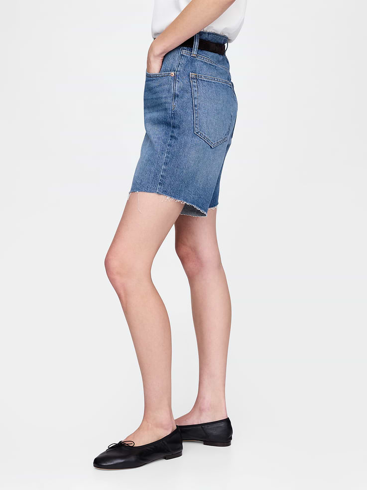 Image number 3 showing, 8" Mid Rise '90s Loose Denim Bermuda Shorts